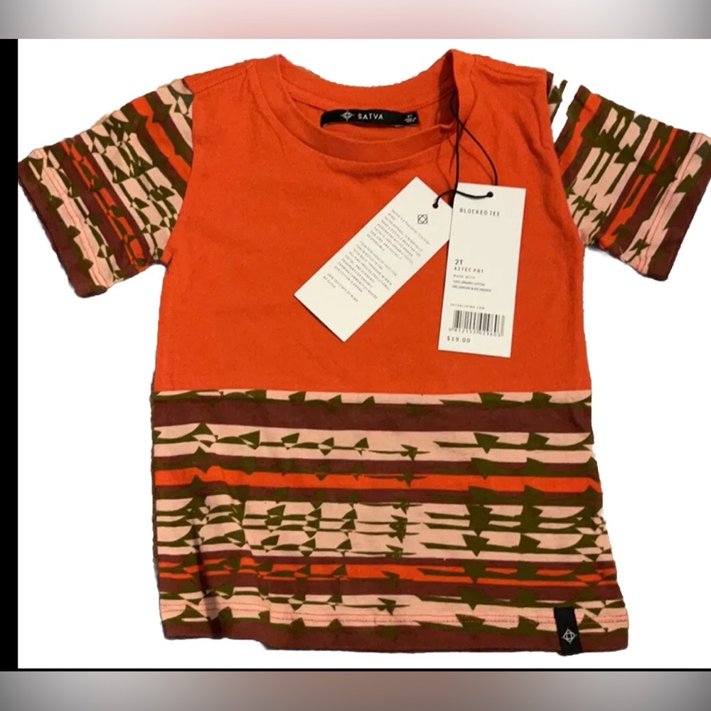 NWT size 2 Satva organic Cotten tee Aztec print.